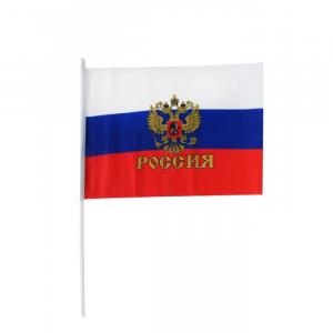 Флаг 16х24 на палочке "Россия с Гербом"
