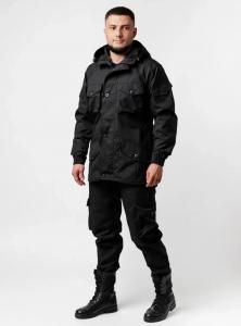 Костюм СТРЕЛОК (куртка+брюки) рип-стоп, черный, всесезонный