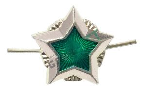 Звезда на погоны ФССП (металлическая золотая с зеленой эмалью) 20 мм